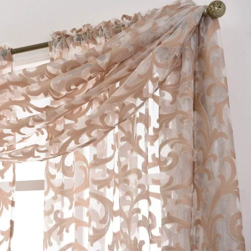 Miniatura 8 de NAPEARL Cenefa de cortina para ventana color beige, estilo europeo, de jacquard, decorativa, para arco de boda, cortina de cama transparente