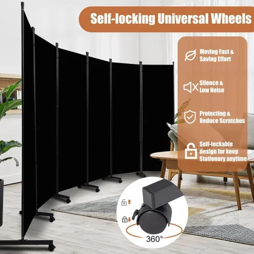 Miniatura 2 de Divisor de habitación plegable con ruedas, divisor de 6 pies de alto para separación de habitaciones, divisores y divisores móviles de habitación