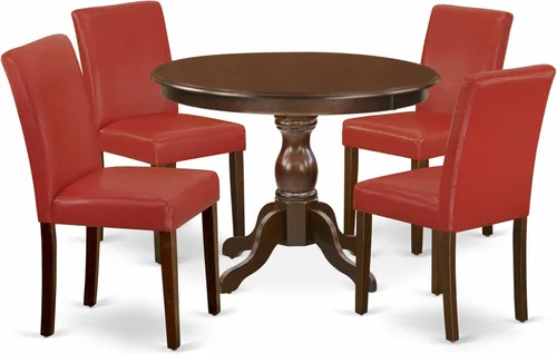 Miniatura 13 de East West Furniture HBAB3-ABK-24 Hartland - Juego de habitación de 3 piezas que contiene una mesa de comedor redonda con pedestal y sillas tapizadas