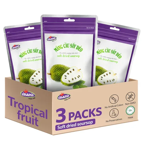 Miniatura 14 de Vinamit Fruta de Guanábana Seca Suave con Chile Bolsa de 3.5 oz Aperitivos de Fruta Exótica Masticables Vegano, Sin Gluten, Sin OMG Alto