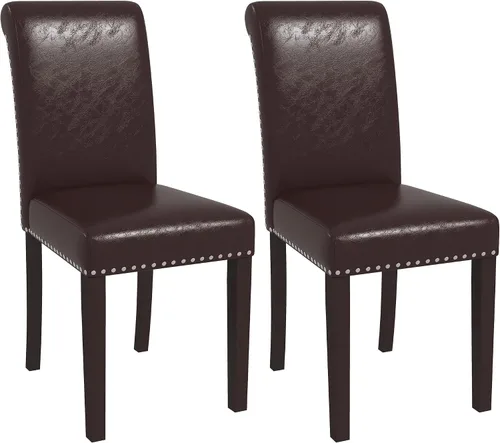 Miniatura 10 de Westice Juego de 8 sillas de comedor tapizadas de tela para cocina, sillas laterales de comedor con ribete de cabeza de clavo y patas de madera