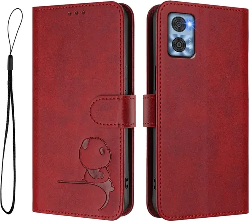 Miniatura 8 de Leather Case Compatible with Moto E22i 4G Cover, Cute Panda Leather Wallet Flip Kickstand Phone Case with Card Holders Wrist Strap Shockproof Cover