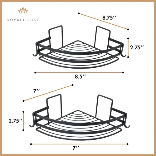 Miniatura 3 de RoyalHouse Estantes esquineros para ducha, color negro, paquete de 2 unidades, de acero inoxidable, para montar en la pared, organizador de cocina