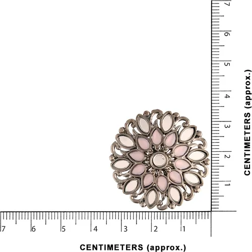 Miniatura 4 de I Jewels 18k Silver Oxidized Indian Wedding Bollywood Kundan Studded Meena Work Designer Circular Stud Earrings for Women(E2933Z)