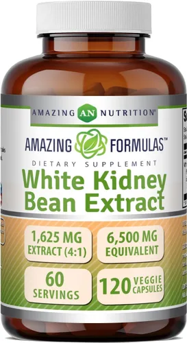 Amazing Formulas Extracto de frijol blanco de 1650 mg de extracto 4:1, cápsulas vegetarianas, sin OMG, sin gluten, fabricado en Estados Unidos