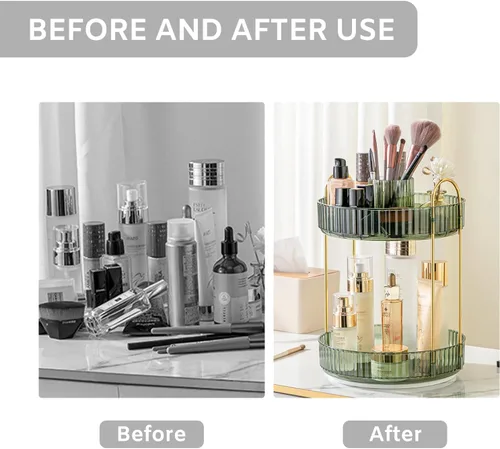 Miniatura 4 de MGBPEI Organizador de maquillaje giratorio de 360°, bandejas de baño, organizador de encimera, carrusel de maquillaje, estante giratorio de gran