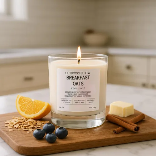 Miniatura 2 de Outdoor Fellow Breakfast Oats Vela perfumada – Vainilla, arce y canela – Cera de coco y albaricoque no tóxica – Vela en tarro reutilizable – Vela