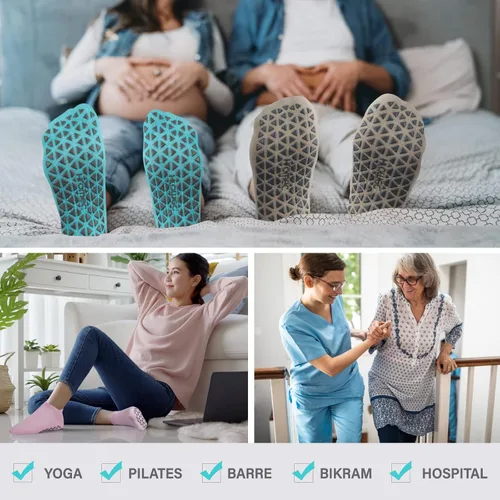 Miniatura 6 de Calcetines de yoga antideslizantes con agarres para pilates ballet barras descalzo calcetines antideslizantes de hospital para mujeres y hombres