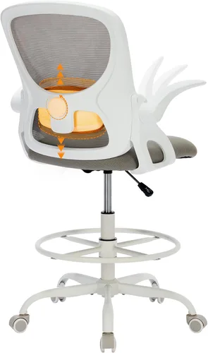 LukkDys Silla de dibujo con respaldo multiajustable 4D, silla de oficina alta de 19.7 a 27.6 pulgadas de altura, silla de escritorio ergonómica de