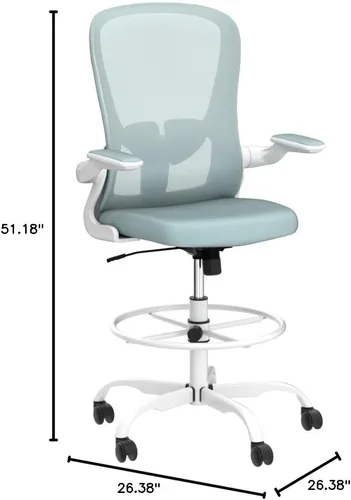 Miniatura 2 de Silla de dibujo, silla de oficina alta con reposabrazos abatibles, silla de escritorio de pie ergonómica ejecutiva para computadora, silla de dibujo