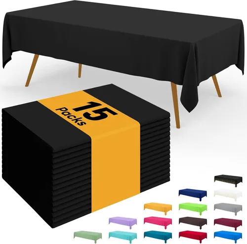 Miniatura 57 de Smiry - Juego de 6 manteles desechables, 54 x 78 pulgadas, manteles impermeables rectangulares para fiestas, cubierta de mesa de plástico