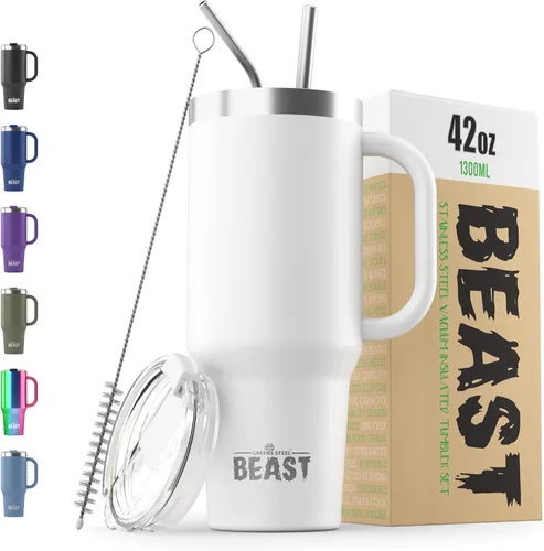 Miniatura 30 de Beast Vaso Térmico de 30 oz de Acero Inoxidable con Aislamiento al Vacío para Café y Hielo de Doble Pared Termo de Viaje (Rojo Arándano)