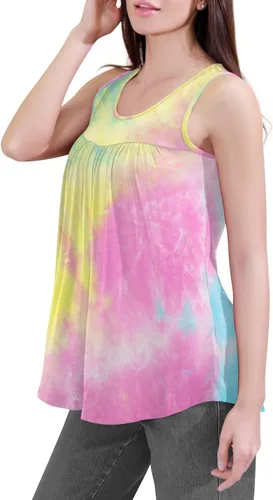 Miniatura 2 de CATHY - Camiseta sin mangas de verano para mujer, estilo casual, plisada, holgada, cómoda