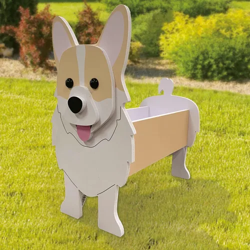 Miniatura 2 de Macetas de madera para perros con forma de animal de 14 pulgadas 2024, maceta de jardín para suculentas, diseño de perros lindos para interiores