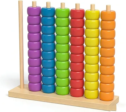 Miniatura 5 de Juego de rompecabezas apilable de anillos de arco iris de ritmo rápido 2026, juego de desafío de coincidencia de colores de madera para amantes