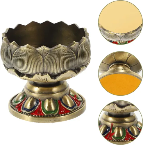 Miniatura 9 de Vaguelly Soporte de vela budista, soporte para lámpara de mantequilla con forma de loto, soporte para lámpara de meditación, decoración zen, lámpara