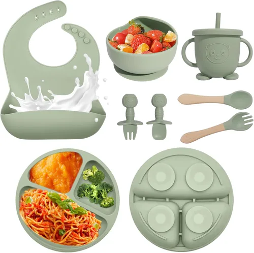 Miniatura 14 de Suministros de destete dirigido por el bebé, juego de alimentación de silicona de 17 piezas sin BPA, utensilios esenciales para comer para bebés