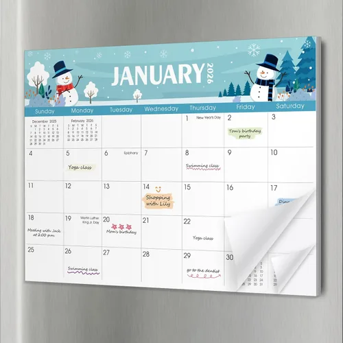 SKYDUE Calendario magnético para refrigerador, calendario de refrigerador 2026-2027 - 11 x 8.5 pulgadas, 18 meses, desde noviembre de 2025 a julio