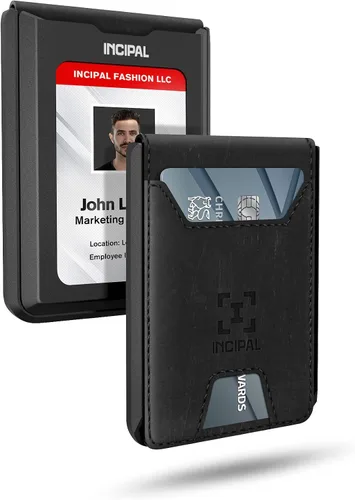 INCIPAL Cartera minimalista de cuero para hombre, soporte de tarjeta de crédito de metal de cuero con clip para dinero, Crazy Horse - Negro, Soporte