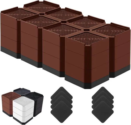 Miniatura 23 de Elevadores de cama resistentes, bloques elevadores de muebles ajustables de 1.5, 3, 4.3 pulgadas para patas de sofá, mesa, escritorio, refrigerador