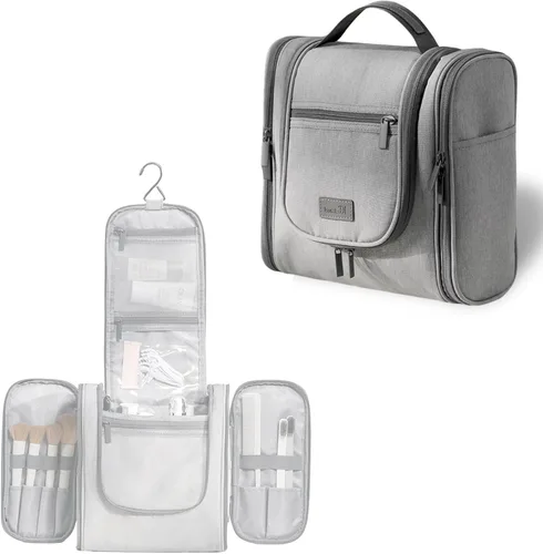 Miniatura 31 de L&FY Neceser portátil multifuncional para viaje, estuche de maquillaje y cosméticos, organizador de artículos de aseo, A-Negro