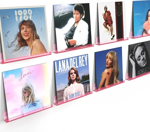 Miniatura 14 de Laurensory Estante para Discos de Vinilo de Montaje en Pared, Soporte Expositor de Álbumes de Acrílico Transparente de 12 Pulgadas, Estantes