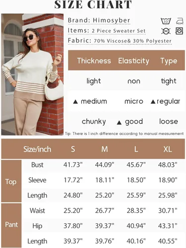 Miniatura 6 de Himosyber Conjunto de 2 piezas para mujer, suéter de punto y pantalones deportivos