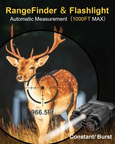 Miniatura 3 de Gafas de visión nocturna 4K con telémetro, binoculares de visión nocturna con zoom de 16X, pantalla LCD de 4 pulgadas con infrarrojos, batería