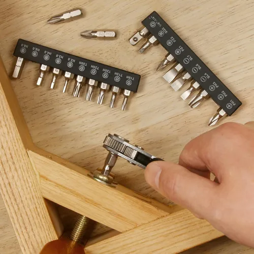 Miniatura 9 de STREBITO Mini juego de trinquete, 22 piezas destornillador de trinquete de ángulo recto de 1/4, llave de trinquete pequeña de 36 dientes para 22 en 1
