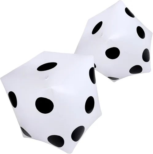 Miniatura 8 de CCINEE Dados inflables gigantes de 20 pulgadas, dados inflables gigantes blancos y negros para juego de mesa al aire libre y decoración de fiesta