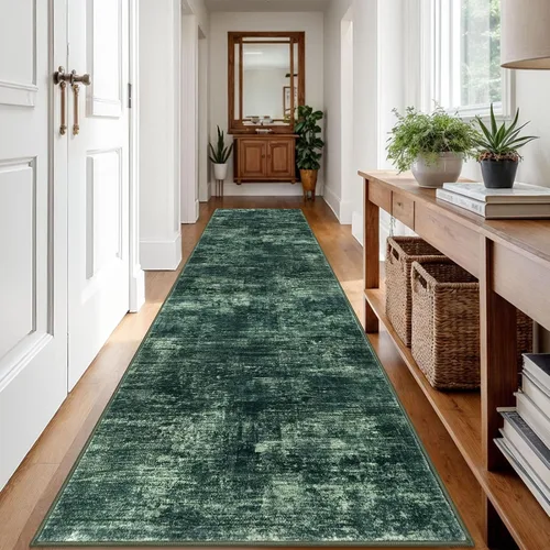 Miniatura 8 de IOHOUZE Alfombra abstracta lavable de 3 x 12 pies para pasillos, antideslizante para cocina, camino de entrada de lana sintética para interiores