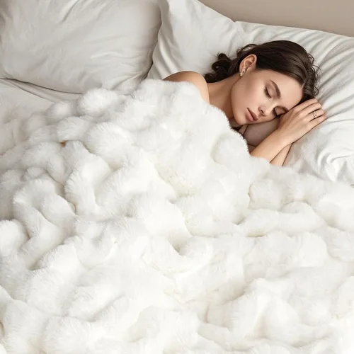 LIFEYJ Manta mullida de piel sintética para sofá, manta de felpa ultrasuave con burbujas, regalo perfecto de Navidad y cumpleaños para mujeres y