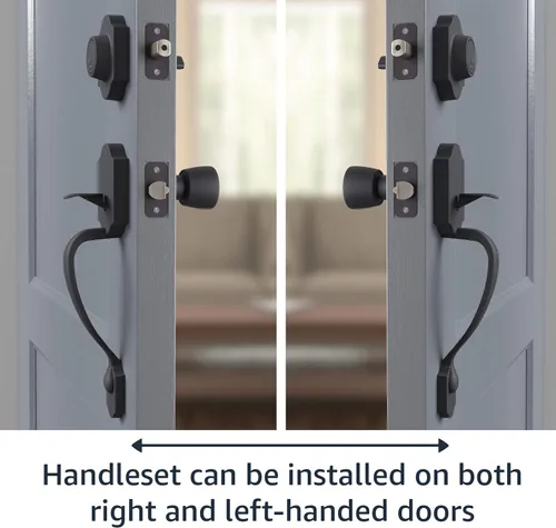 Miniatura 5 de Amazon Basics - Juego de manijas con perilla tulipán y cerradura monocilíndrica para puertas, en acabado color negro mate