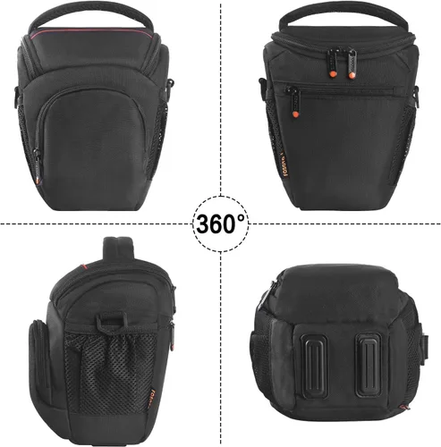 Miniatura 3 de FOSOTO DSLR SLR - Bolsa compacta para cámara compatible con Nikon D5100 D5300 D90 Canon T4 T5 600D 650D Panasonic Lumix FZ80 Sony Fujifilm