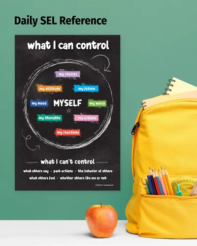 Miniatura 4 de ZOCO Póster de cosas que puedo controlar - Herramienta de mentalidad de salud mental y crecimiento para adolescentes - Arte de pared SEL para aulas