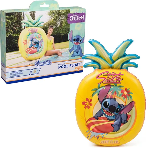 Swimways Stitch Flotador de piscina de gran tamaño, flotadores inflables de piscina y juguetes de piscina para niños, accesorios de piscina y