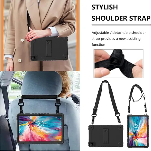 Miniatura 4 de Mignova - Funda para tablet TCL Tab Pro 5G, soporte giratorio integrado, correa de hombro, correa de mano, híbrida a prueba de golpes, para niños
