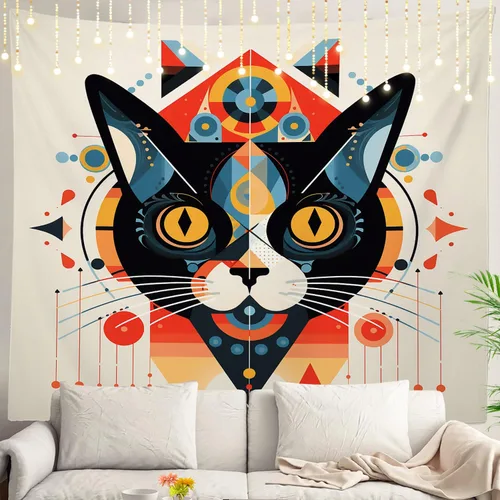 Miniatura 102 de Shrahala Tapiz de pared negro grunge, monocromático para colgar en la pared, tapiz grande decorativo de fibra de poliéster, dobladillo blanco Ethnic