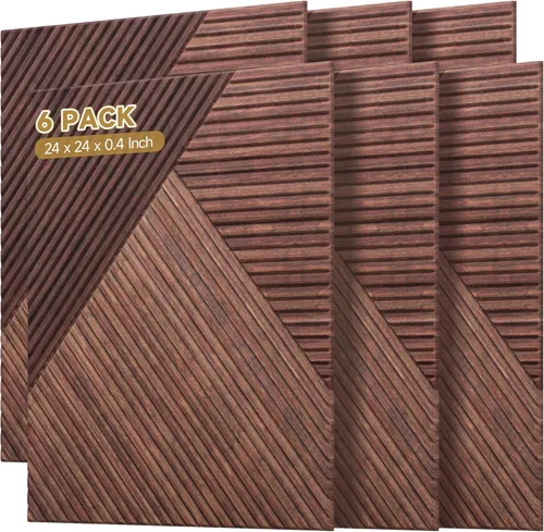 Paneles acústicos de pared, paquete de 6 unidades de tamaño total de 72 x 48 pulgadas, paneles acústicos decorativos autoadhesivos para pared y