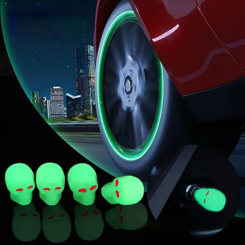 Miniatura 6 de 4 PIEZAS, 8 PIEZAS Tapas Universales Fluorescentes para Válvulas de Neumáticos, Tapas Luminosas para Válvulas de Aire de Neumáticos de Coche