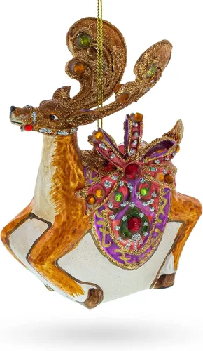 Miniatura 6 de Adorno navideño de cristal de reno de lujo
