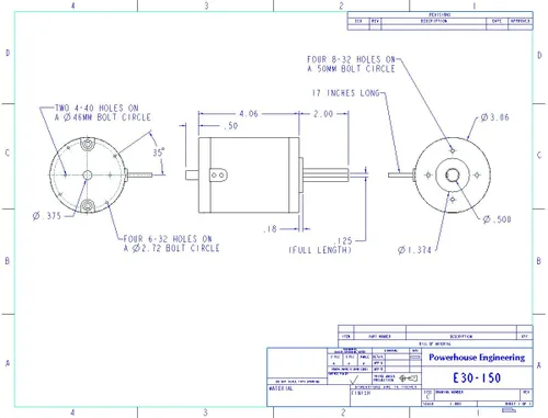 Miniatura 2 de E30-150 motor eléctrico cepillado, 12 V, 24 V o 36 V de CC, 5600 rpm