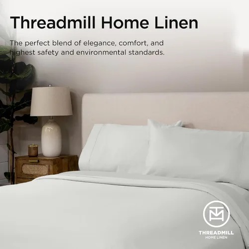 Miniatura 8 de Threadmill Sábanas de Algodón Supima de Lujo, 1200 Número de Hilos Suaves 100% Algodón para Cama Tamaño King, Juego de Sábanas de Cama King de 4