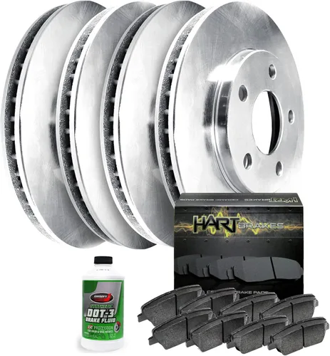 Hart Brakes Kit de frenos y rotores traseros delanteros | Pastillas de freno delanteras y traseras| Rotores y pastillas de freno | Pastillas y