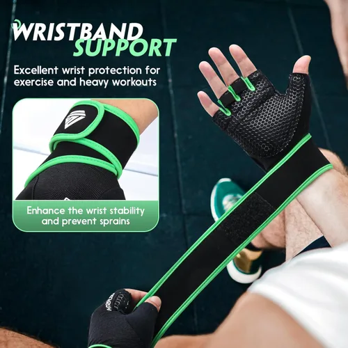 Miniatura 2 de Guantes de Entrenamiento Guantes de Gimnasio Guantes de Levantamiento de Pesas para Hombres y Mujeres con Almohadilla Completa en la Palma, Soporte