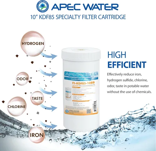 Miniatura 2 de APEC Water Systems FI-KDF85-10BB Filtro de agua de repuesto para reducción de sulfuro de hidrógeno y hierro fabricado en EE. UU., 4.5 x 10 pulgadas