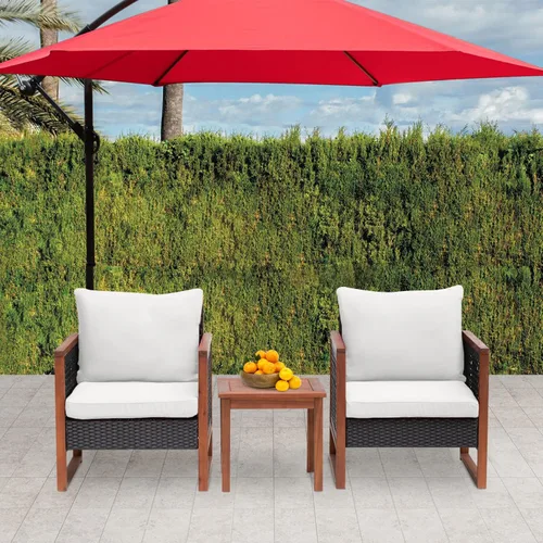 Miniatura 3 de Juego de muebles de patio de 3 piezas de madera de acacia para patio, juego de sillas de conversación al aire libre con cojines resistentes al agua