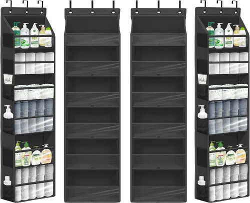 Miniatura 20 de Organizador de puerta con 6 bolsillos extra grandes, 12 bolsillos laterales, estante de almacenamiento resistente para armario, organizador de Beige