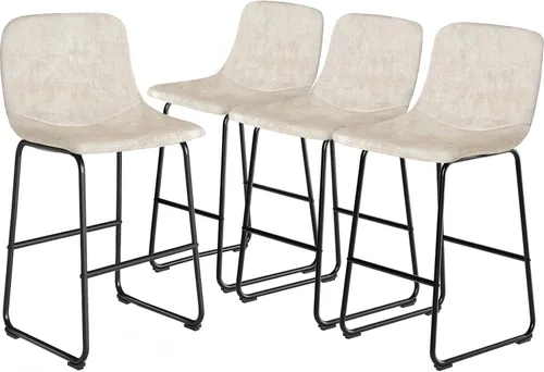 Miniatura 34 de TAVR Furniture Leathaire - Juego de 2 taburetes de tela con altura de mostrador, sillas de isla sin brazos, con capacidad para hasta 500 libras