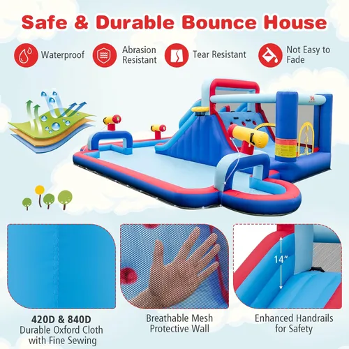 Miniatura 6 de BOUNTECH Parque inflable de tobogán acuático, castillo de salto de 21 x 13 pies con toboganes dobles para diversión de carreras, piscina grande